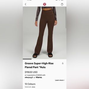 Lululemon brown groove flare, used